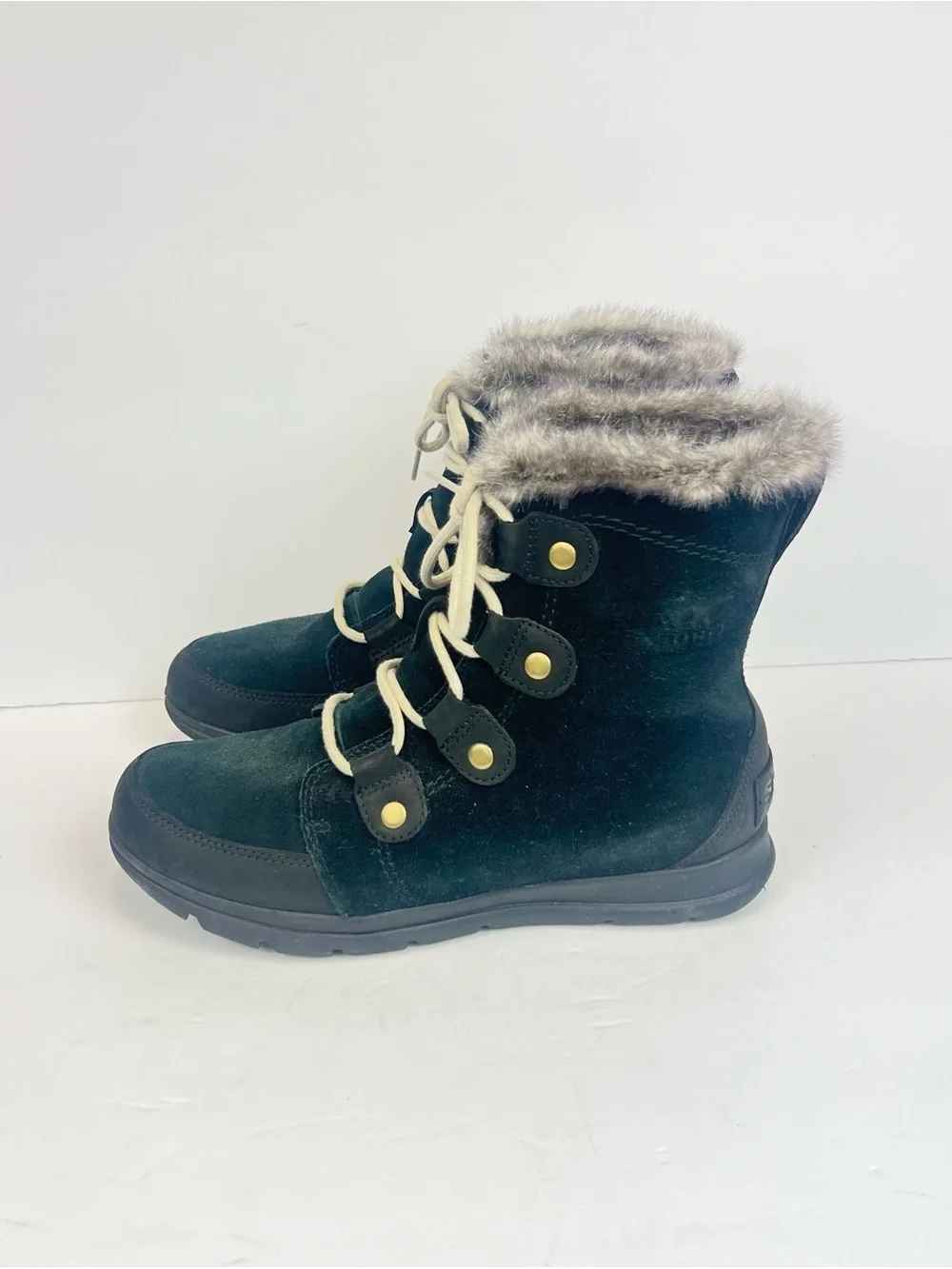 SOREL Explorer Joan Black/Dark Stone Winter Boots Women’s Size 9